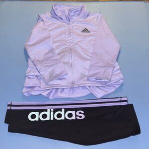 Adidas Lavender Jacket and Black Leggings Set. Girls 18 month’s